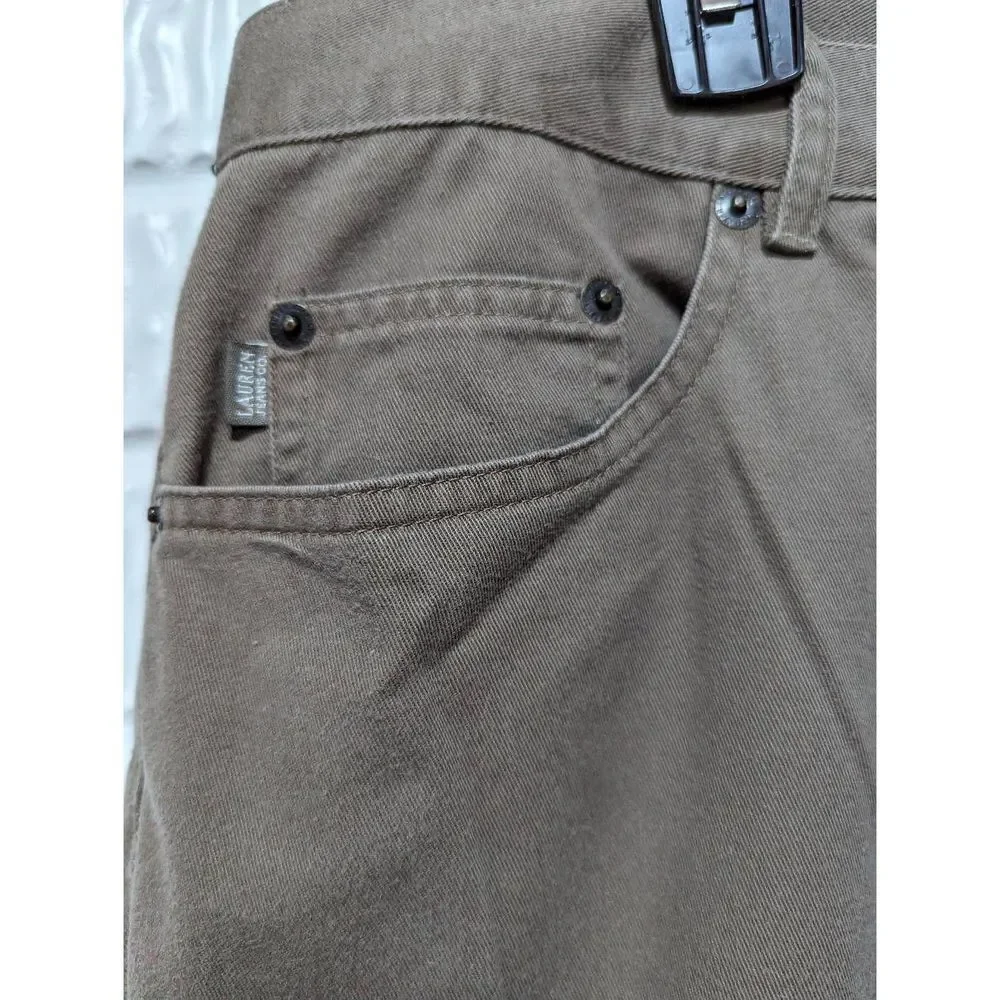 Lauren Ralph Lauren Women's Brown Denim Mid-Rise Cropped Pants Jeans Size 8